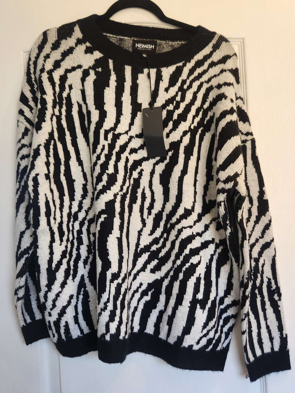 Heimish Black & White Zebra Print Turtleneck Sweater 3XL BNWT